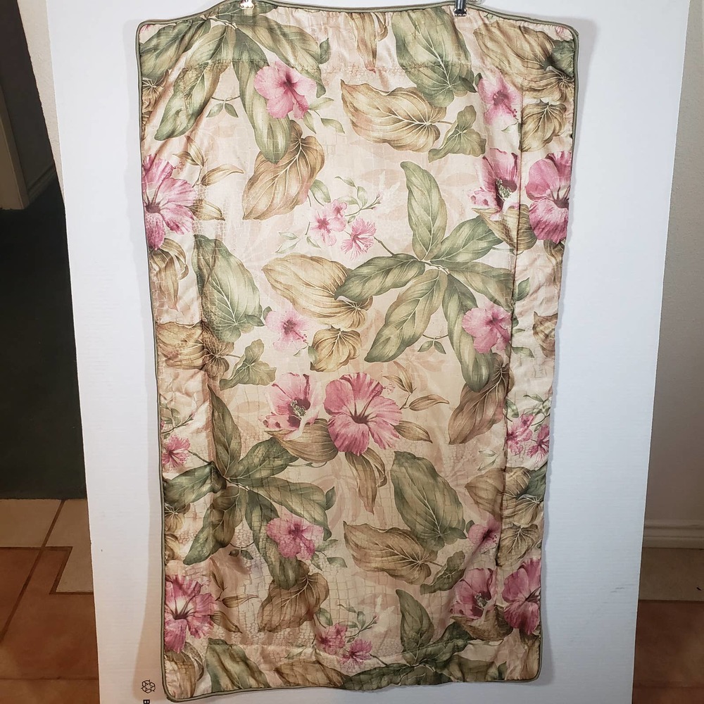 J Queen Tropical Satin King Pillow Sham Cover Hibiscus Floral Striped